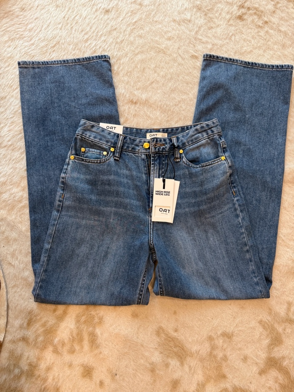 Oat New York Classic Medium Blue Wide Leg Jeans
